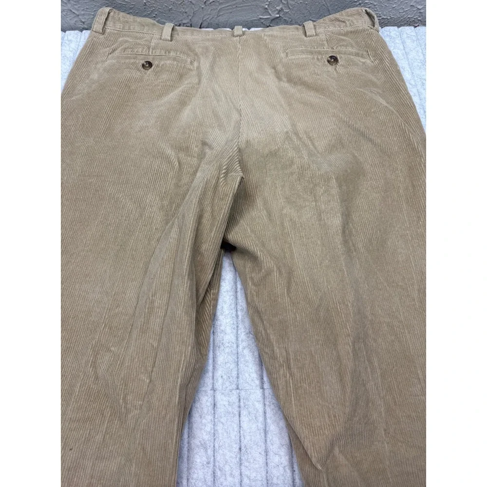 LL Bean Mens Comfort Waist Corduroy Pants Tan Khaki Straight Leg 36x32 ID502864